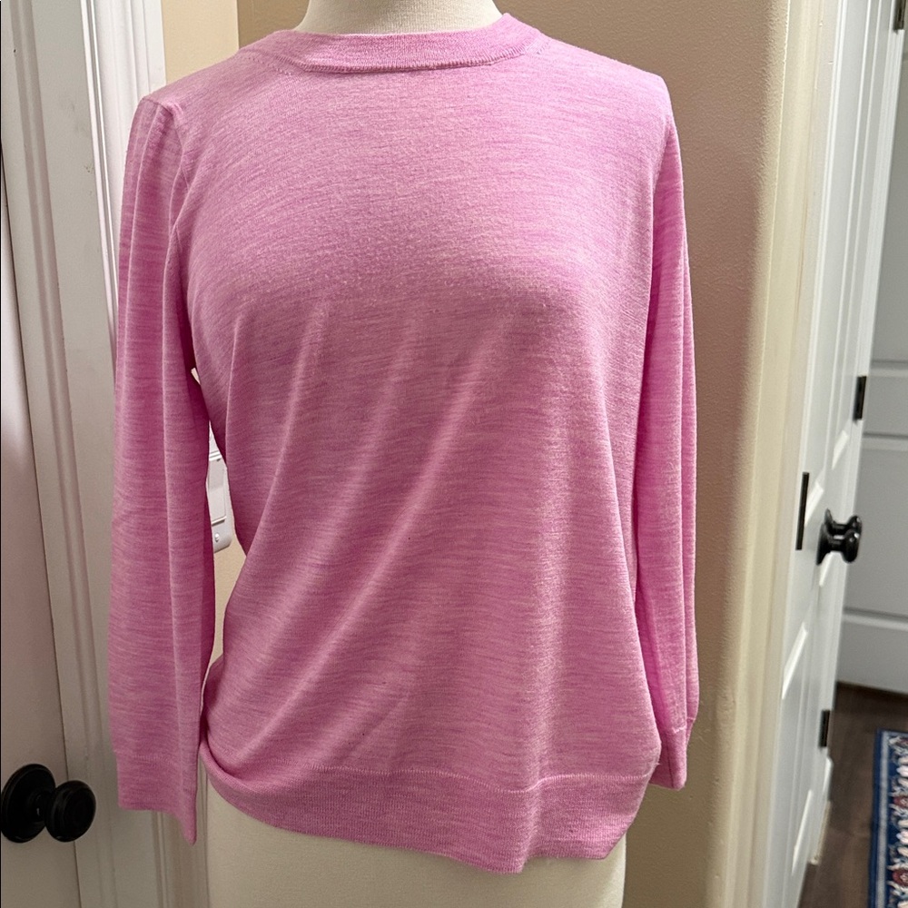 J. Crew Heathered Pink Long Sleeve Crewneck Top